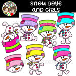 Snow Boys & Girls - Cute Snowman Clip Art