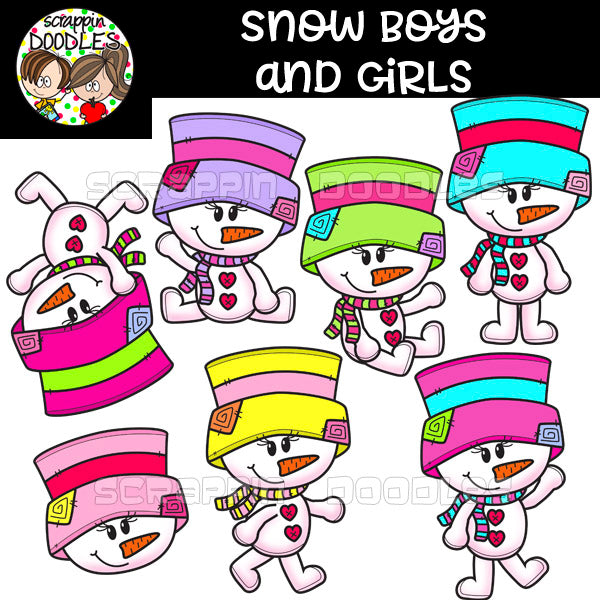 Snow Boys & Girls - Cute Snowman Clip Art