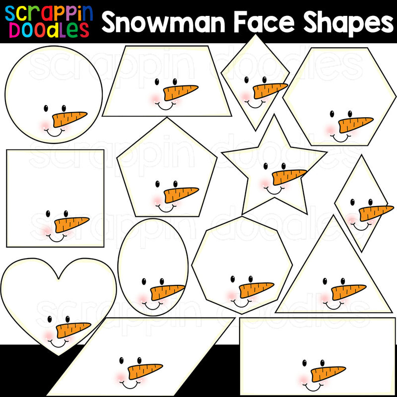 Snowman Face 2D Shapes Clipart