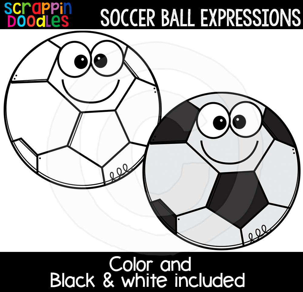 Soccer Ball Facial Expressions Clip Art