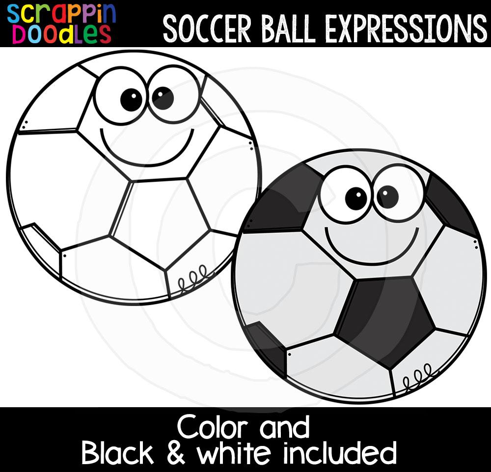 Soccer Ball Facial Expressions Clip Art