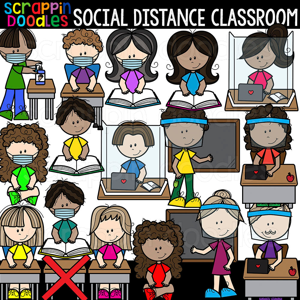Social Distance Classroom Clipart