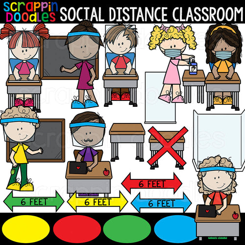 Social Distance Classroom Clipart