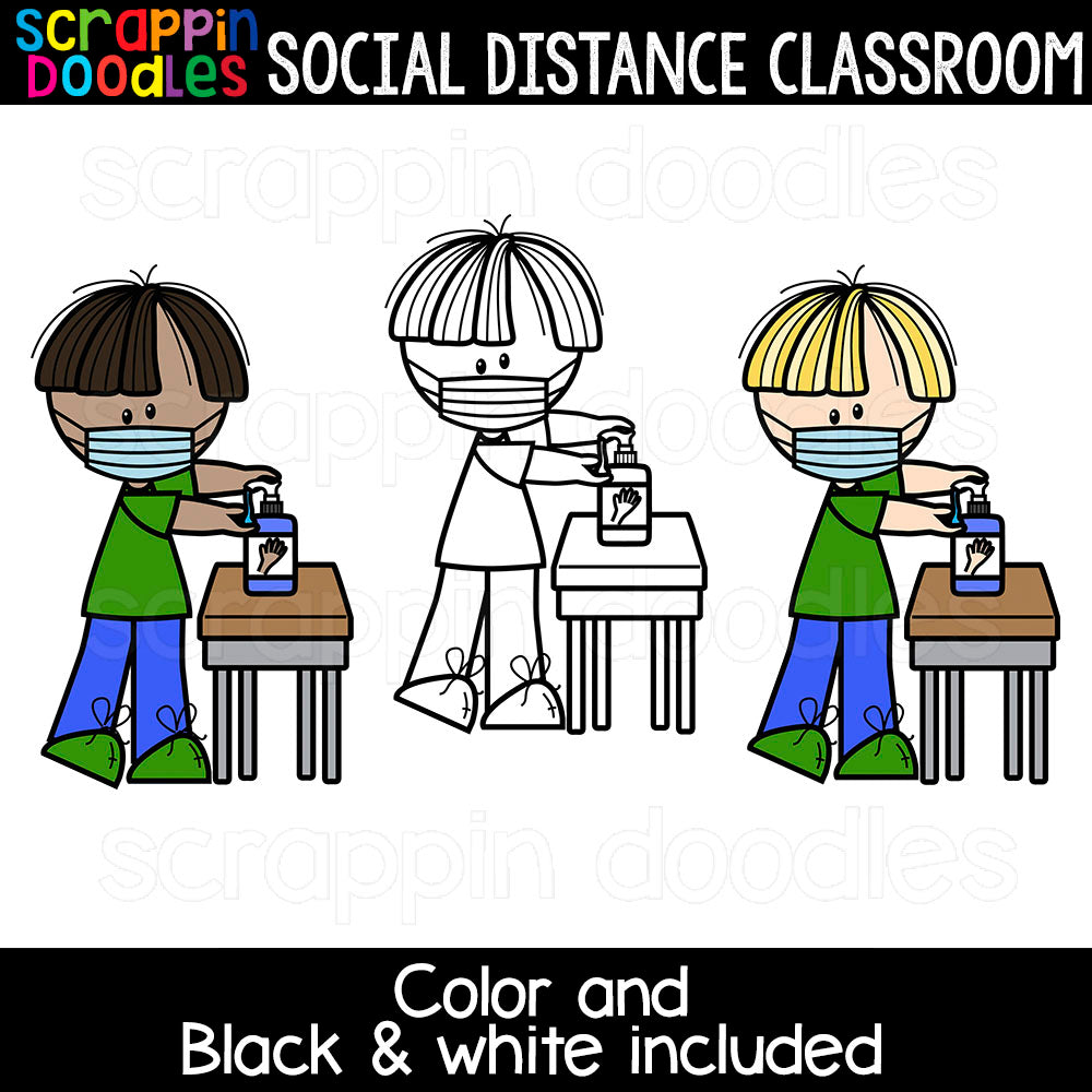 Social Distance Classroom Clipart