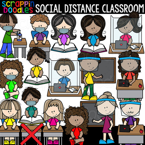 Social Distance Classroom Clipart