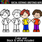 Social Distance Greetings Boys Clipart