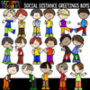 Social Distance Greetings Boys Clipart