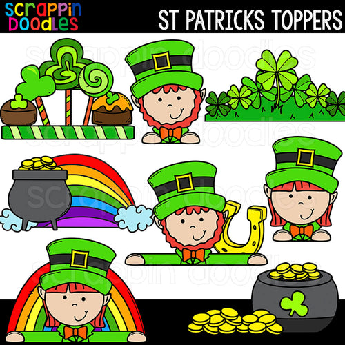 St Patricks Day Toppers Clip Art Commercial Use Borders Dividers Leprechaun