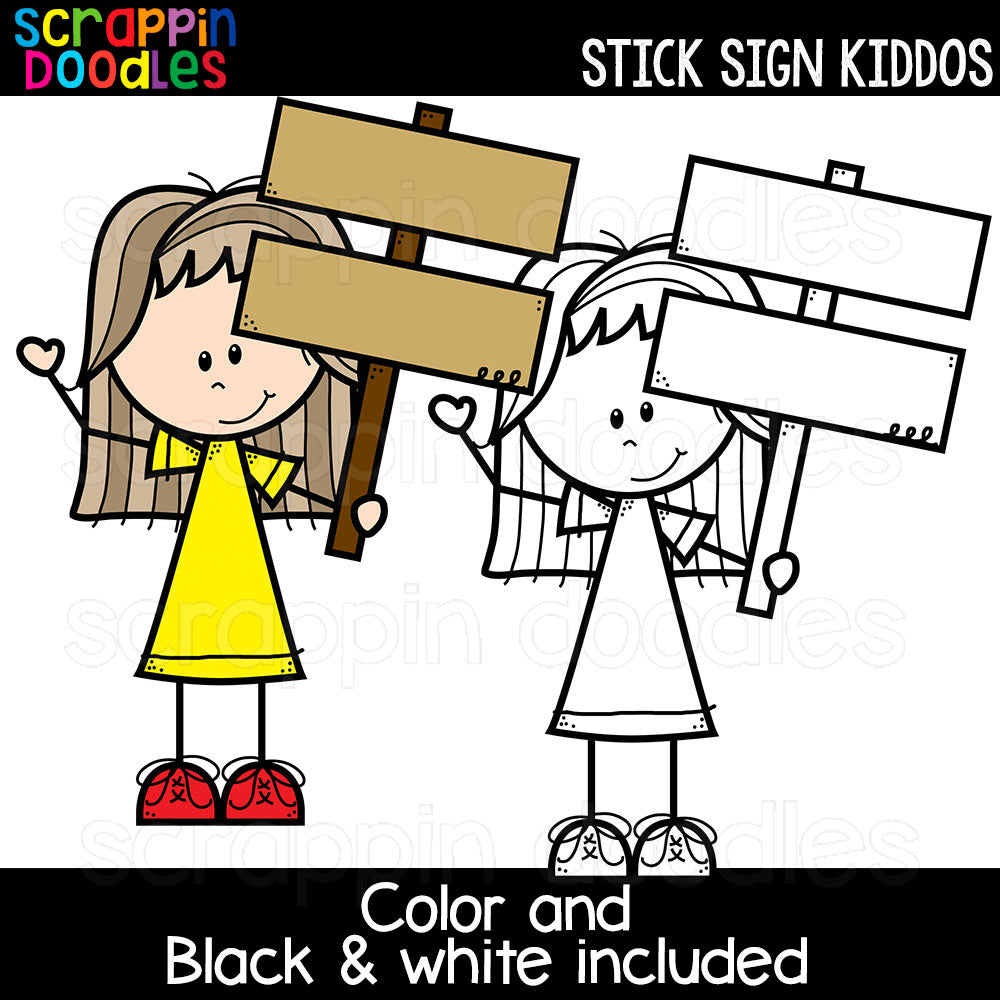 Stick Sign Kiddos Clip Art