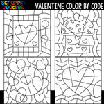 Valentine Color By Code Templates Commercial Use