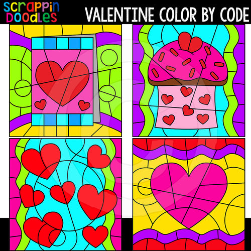 Valentine Color By Code Templates Commercial Use