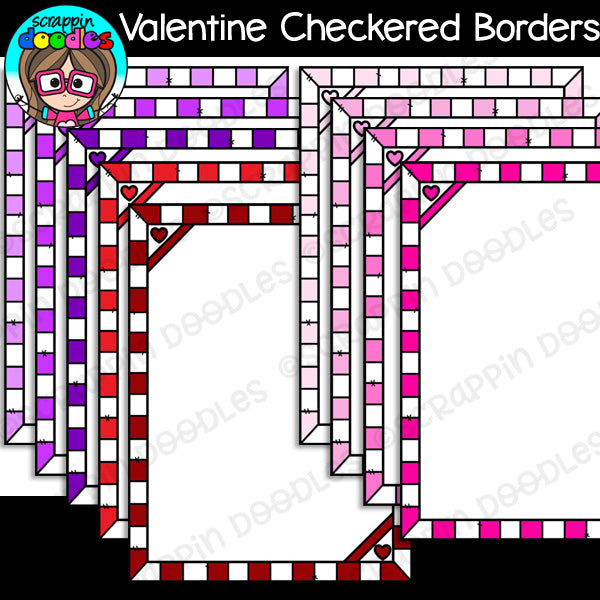 Valentine Checkered Borders / Frames Clip Art