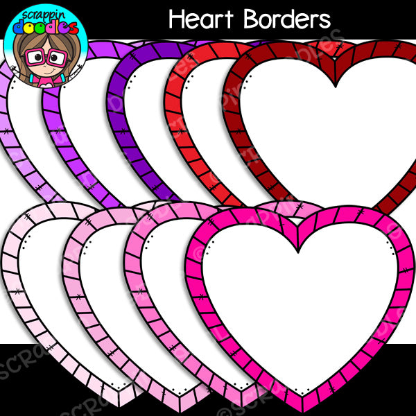 Valentine Heart Borders / Frames Clip Art