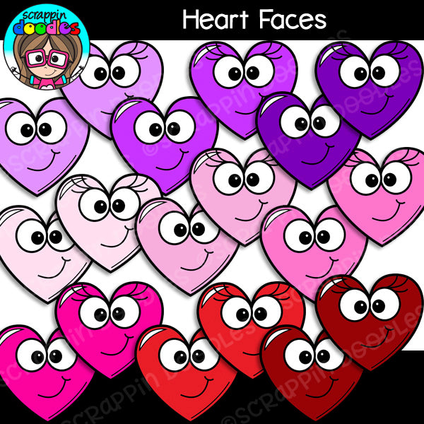 Valentine Heart Faces Clip Art