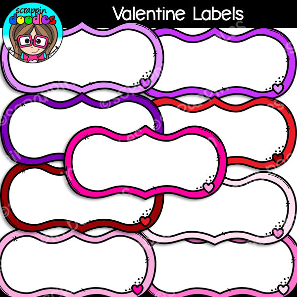 Valentine Labels / Borders Clip Art