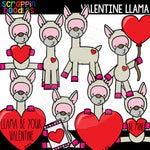 Cute Commercial Use Valentine Llama Clip Art