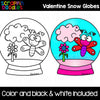 Valentine Snow Globes Clip Art