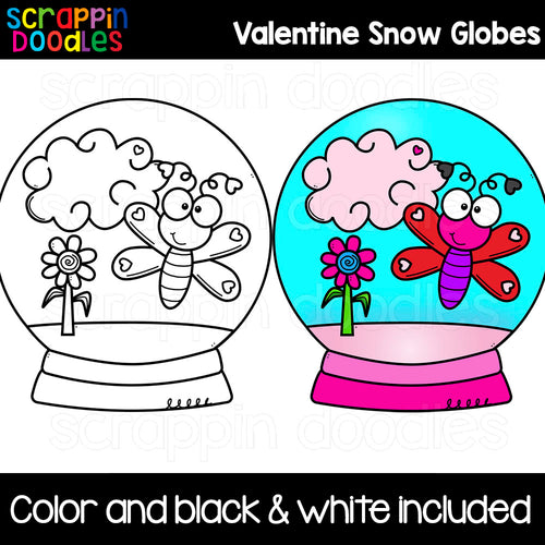 Valentine Snow Globes Clip Art