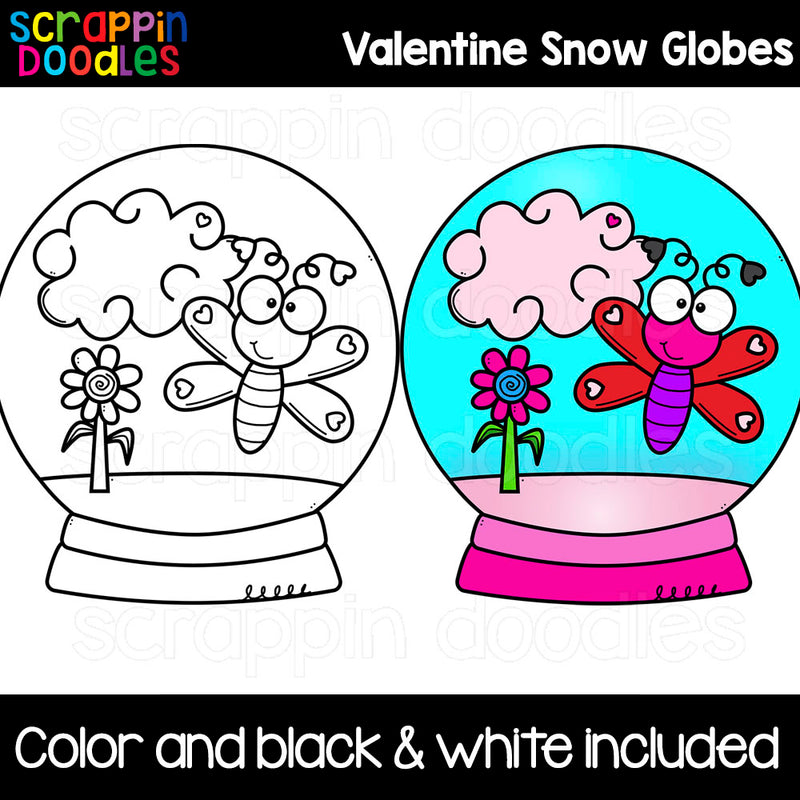 Valentine Snow Globes Clip Art