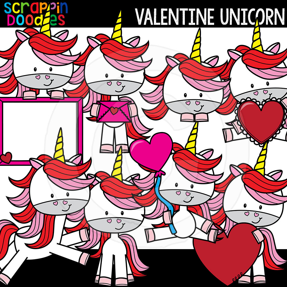 Valentine Unicorn Clip Art Commercial Use