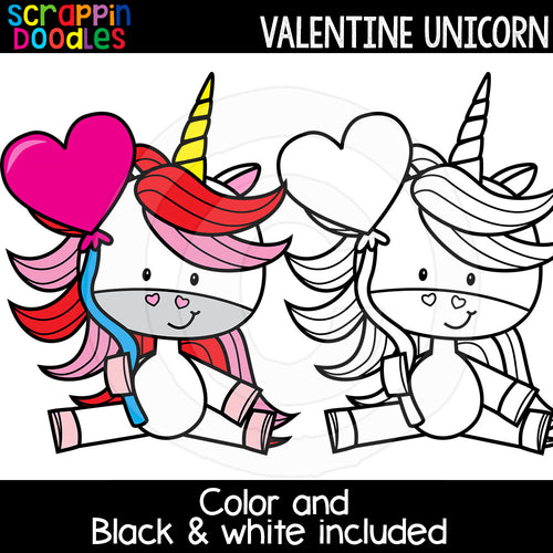 Valentine Unicorn Clip Art Commercial Use
