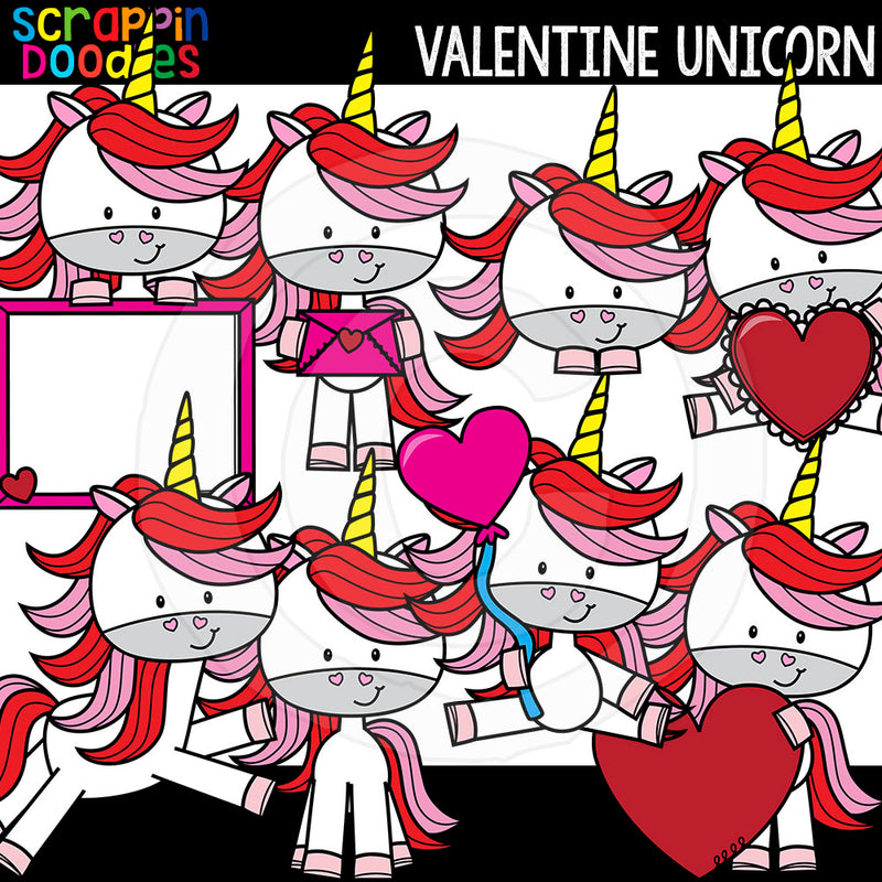 Valentine Unicorn Clip Art Commercial Use