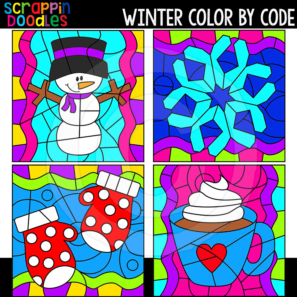 Color And Code Winter Winter Color By Code Templates – Scrappin Doodles