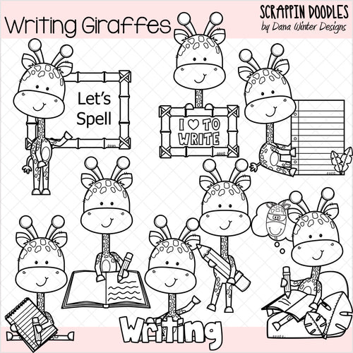 Writing Giraffes Clip Art