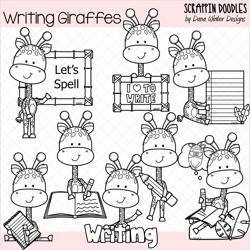 School Giraffes Clip Art Bundle