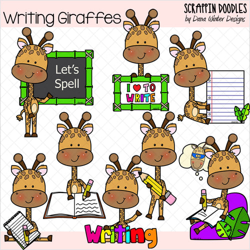 Writing Giraffes Clip Art