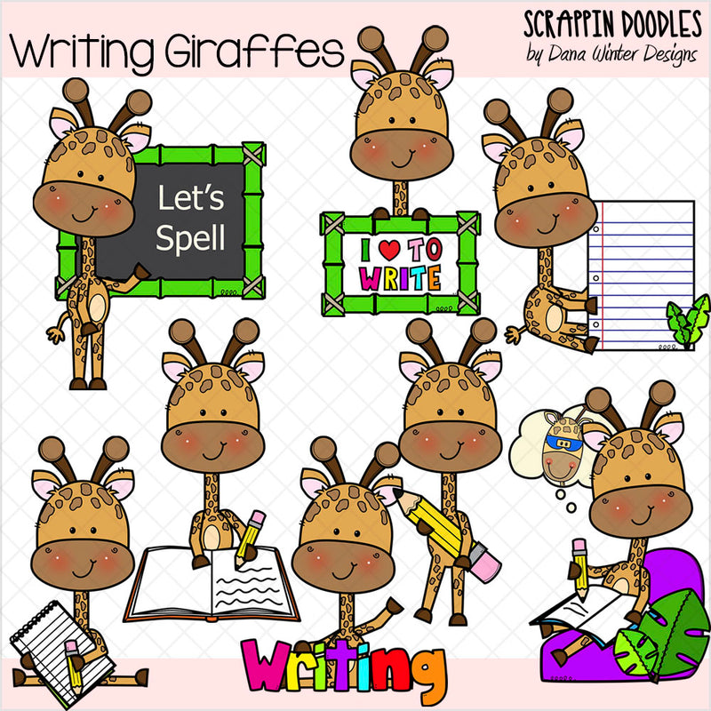 School Giraffes Clip Art Bundle