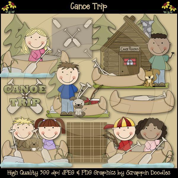 Canoe Trip Kids Clip Art