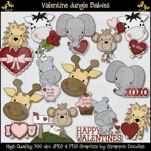 Valentine Jungle Babies Clip Art Download