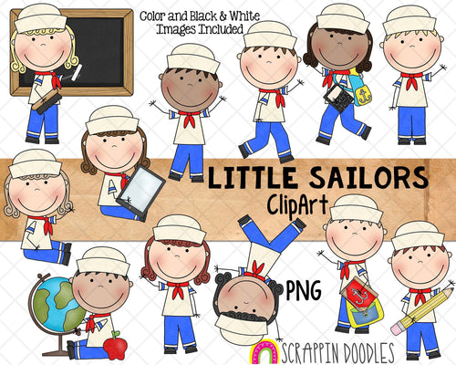 Sailor Clipart - School Sailors - Kids Sailor Dress Up - Commercial Use PNG Sublimation Graphics