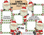 Santa Claus Candy Frames ClipArt - Instant Download - Hand Drawn PNG