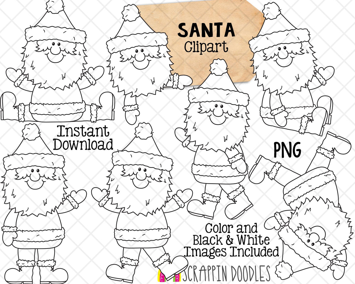 Santa Claus ClipArt Bundle - Cute Christmas Santas - Super Santa - Christmas Racing Clip Art
