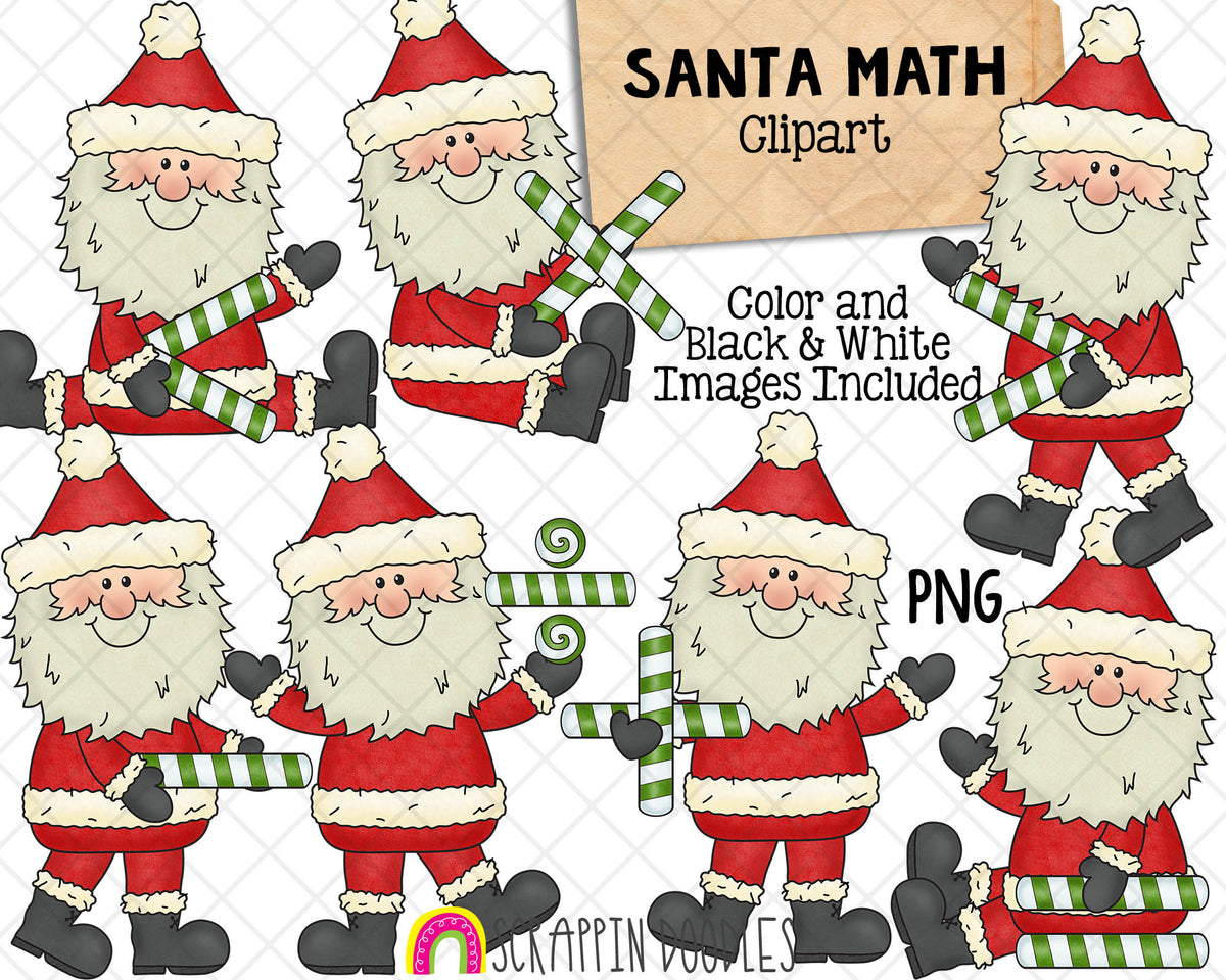 Santa Claus ClipArt Bundle - Cute Christmas Santas - Super Santa - Christmas Racing Clip Art