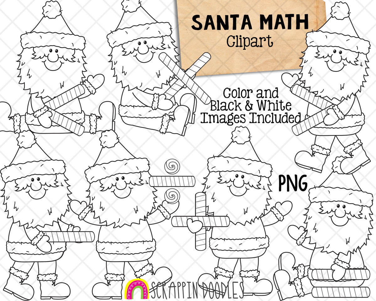 Santa Claus ClipArt Bundle - Cute Christmas Santas - Super Santa - Christmas Racing Clip Art