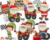 Santa Claus Racing ClipArt - Christmas Race Cars Clip Art - Reindeer Racer - Hand Drawn Sublimation PNG - Included 12 images Transparent 300 DPI PNG - Commercial Use Allowed