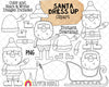 Santa Claus Dress Up ClipArt - Create a Santa Clip Art - Paper Doll - Santa's Sleigh - Instant Download - Hand Drawn PNG