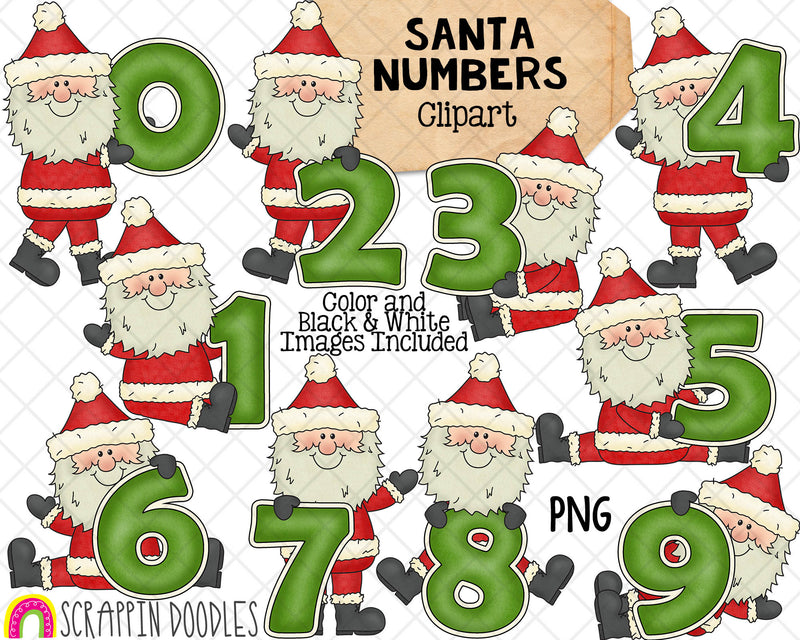 Santa Claus Holding Numbers Clip Art - Commercial Use PNG