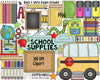 School Clipart - School Supplies - Back to School ClipArt - Education - Art Class - School Bus, ChalkBoard, Pencils, Student, Teacher