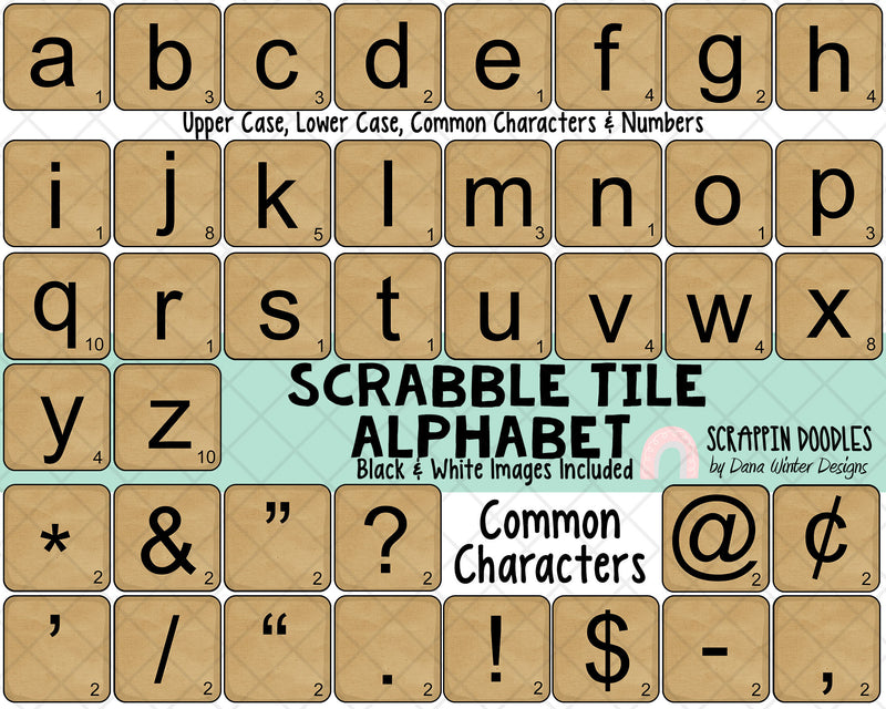 Scrabble Tile ClipArt - Wooden Tile Alphabet ClipArt - PNG Printable Alphabet Tiles