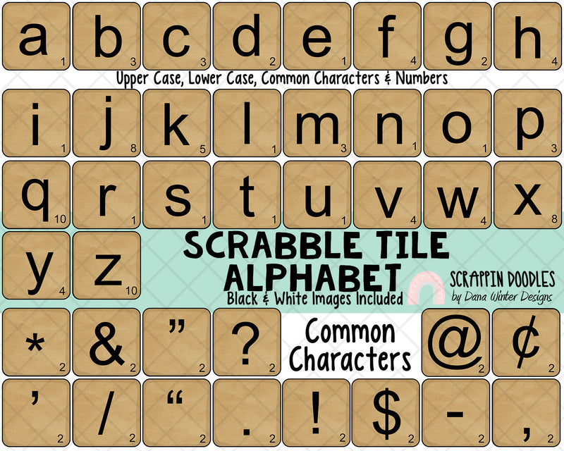 Scrabble Tile ClipArt - Wooden Tile Alphabet - PNG Printable Alphabet Tiles  – Scrappin Doodles