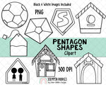 Shapes Clip Art - Real Life Pentagon Shapes ClipArt - Geometric Shapes - 3D Shape Clipart - Math ClipArt - Real Life Shape Graphics - 2D Shapes