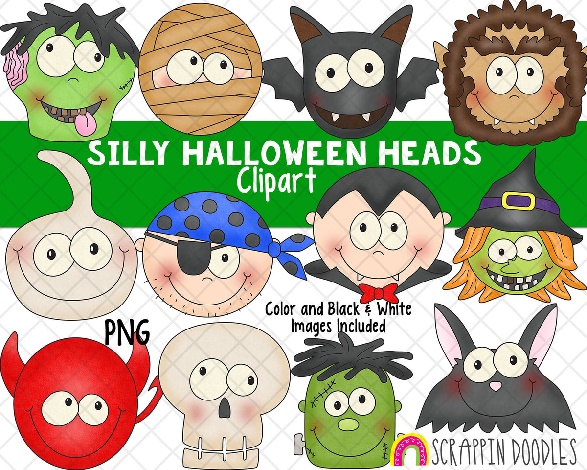 Silly Halloween Heads ClipArt - Halloween Clipart - Halloween Costumes