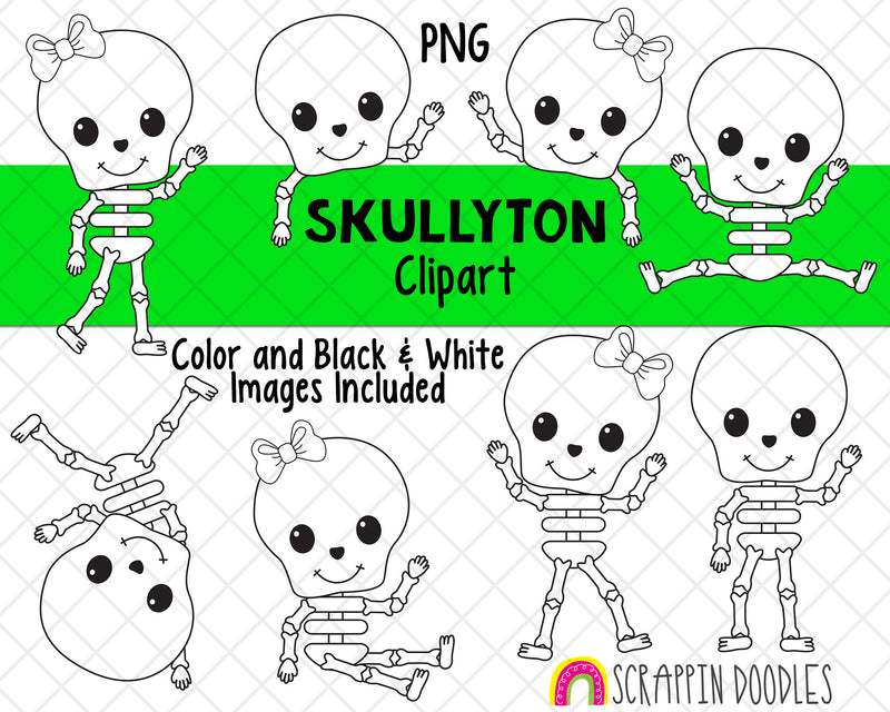 Skeleton ClipArt - Cute Skeletons Clipart - Halloween Skeleton - Boy Skeleton - Girl Skeleton - Skeleton Pattern