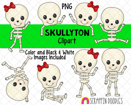 Skeleton ClipArt - Cute Skeletons Clipart - Halloween Skeleton - Boy Skeleton - Girl Skeleton - Skeleton Pattern