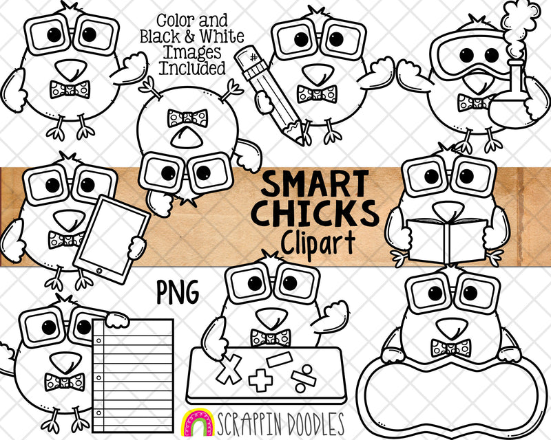 Smart Chicks Clip Art - Easter School Chicks Graphics - Commercial Use PNG