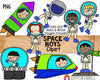 Space ClipArt - Outer Space Boys - Doodle Boys Space - Astronaut Graphics - Spaceman - Spaceship - Commercial Use PNG